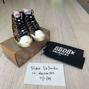 Golden Goose Francy Horsy Leopard with Pink Metallic Star